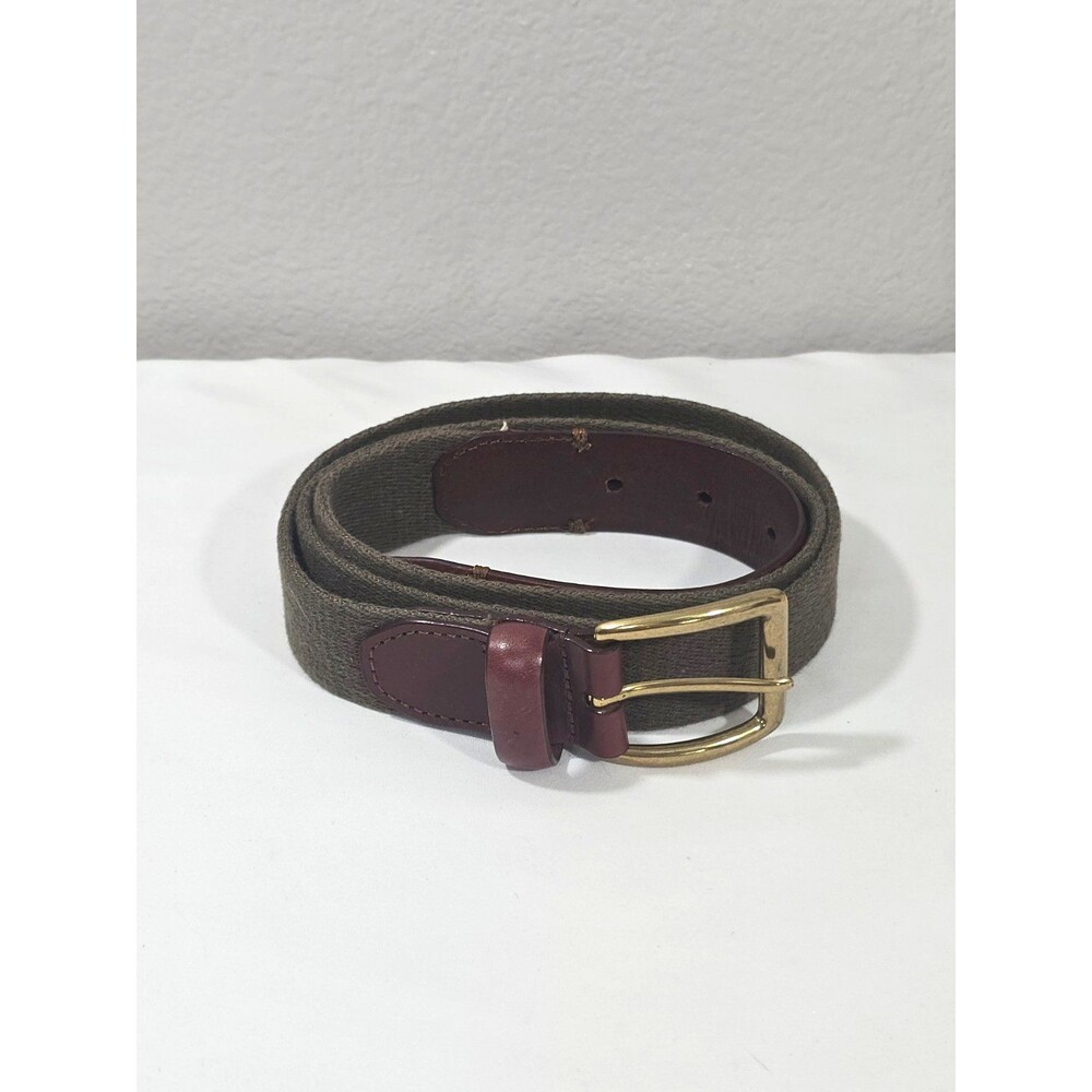 Fossil Olive Green Cotton Canvas Belt w/ Leather Tabs Men's Size 40 Vintage